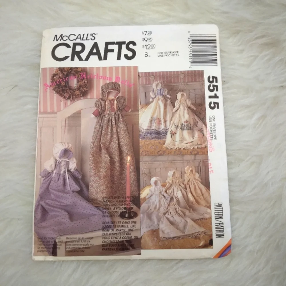MCCALL'S  5515 Heirloom Dolls, Soft Stuffed Dolls With 8 Gown Variations